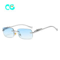 2024 Retro Square Sunglasses Women Brand Designer Fashion Rectangle Rimless Sun Glasses Shades Ladies Frameless Eyeglasses UV400