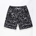 2024 Summer Men's Mid Waist Casual Shorts Quick Dry Waterproof Hawaiian Beach Print Embroidered Drawstring Outdoor