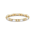 Factory Wholesale New Arrived 18K Gold Plated Round and Baguette Cubic Zirconia Eternity Band Ring Brass Jewelry