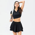 Hot Sale Customizable 2-Piece Women's Sports Fitness Yoga Suit Mini Skirt Top with Short Sleeve for Golf Tennis OEM Available