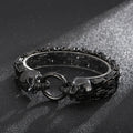 KALEN Mens 230mm Punk Stainless Steel Skull Charm Byzantine Link Bracelet
