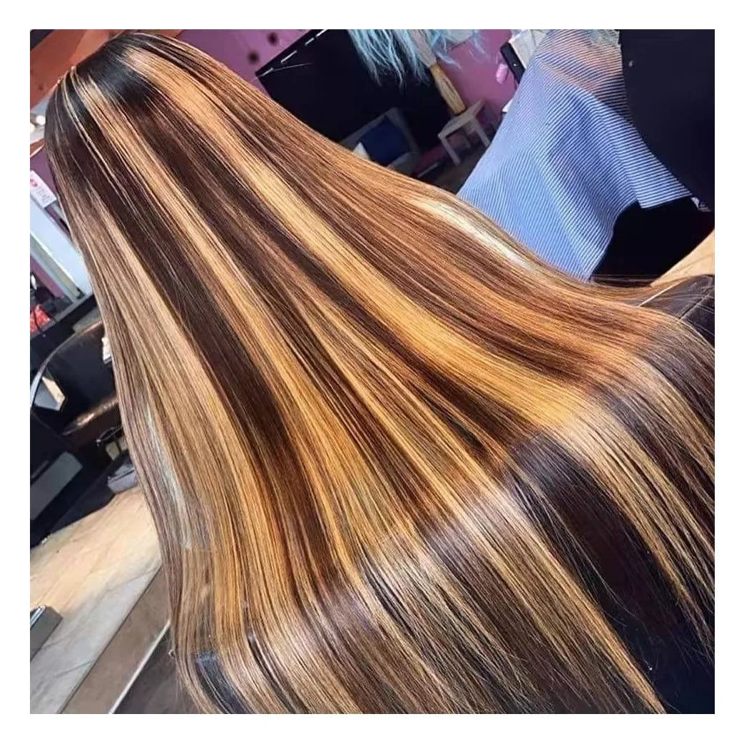 Wholesale Virgin Vietnamese Hair Wigs High Density 13x4 Highlight Colored Wigs Human Hair Transparent Lace Front Wig
