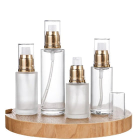 Gold Sprayer Lotion Pump Bottle Clear Frost Glass 20ml 30ml 40ml 50ml 60nl 80ML 100ml Empty Cosmetic Packing Refillable Bottles