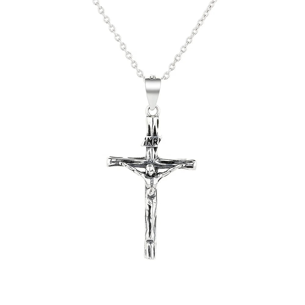 Factory Wholesale Cross 925 Sterling Silver Pendant Men's Jewelry Necklace