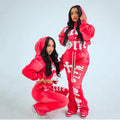 OEM Distress Embroidery Tracksuit Streetwear Jogger Sun Fad Zipper Hoodie & Sweatpants Crop Distress Patch Track Suit