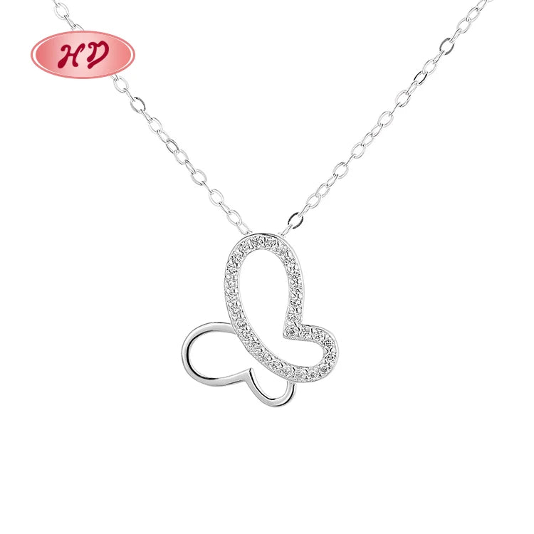 Wholesale Vintage Aaa Zirconia 925 Sterling Silver Necklace Butterfly Pendant for Women Jewlery
