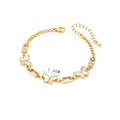 Women Fashion Trendy Stainless Steel butterfly Charm Zircon Bead Chain Bracelet Jewelry