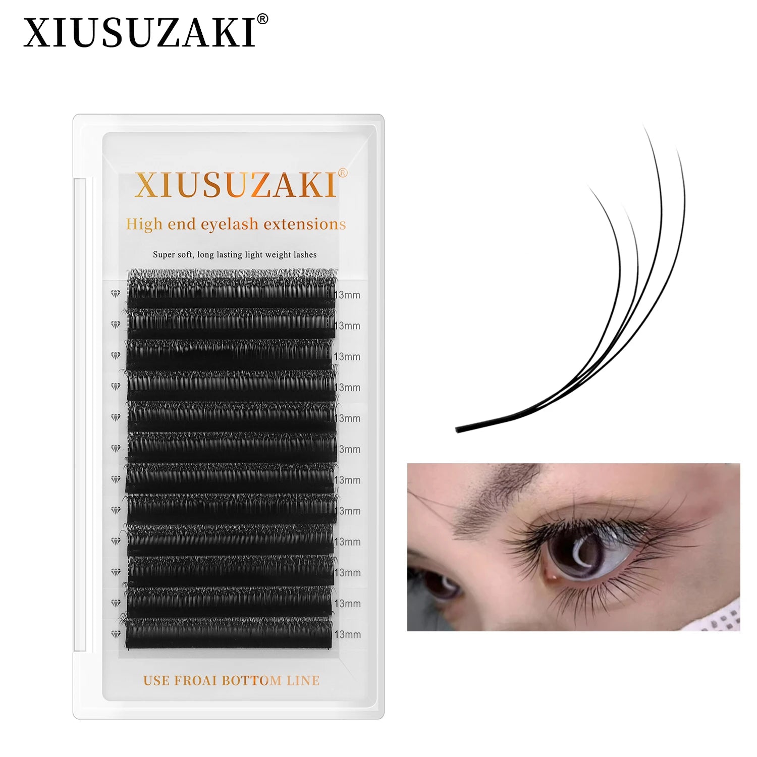 XIUSUZAKI Hand Woven Soft Cross V Y Shape Velvet Flower Premade Fans Lash Extension Double-layered 2D-Y Shape Eyelash Extension
