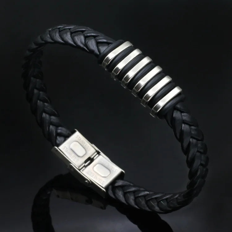 Black Leather Rope Bracelet Men and Women Couple Retro Hand-woven Leather Bracelet Bracelet Student Simple Jewelry