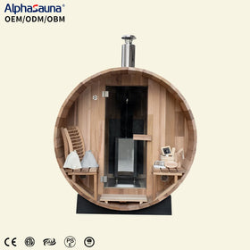Alphasauna Best Hybrid Outdoor Sauna Lowest Price House Prefabricated Cedar Barrel Sauna for Home 4 Person for Optional