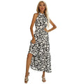 Summer New Beach Floral Print Sling Tie Long Sleeveless Halter Dress Women's Casual Maxi Dress