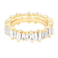 Gemnel Fashion 925 Sterling Silver Gold Vermeil Fireworks Emerald baguette Eternity Band Rings