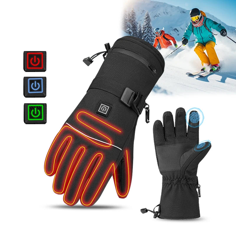 Winter Outdoor Riding Snowboard Motorcycle Waterproof Heated Gloves Rechargeable Electric Battery Heating Gloves