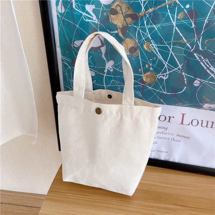 2024 Customized logo Candy Colorful Cute Canvas Bags Small Portable Canvas Lunch Bags Reusable Cotton Canvas Tote Bags for Lunch
