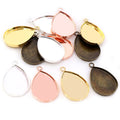 18x25mm Copper Drop Pendant Bezel Trays DIY Cabochon Blank Base Setting Necklace Jewelry Making Supplies MegaBDM