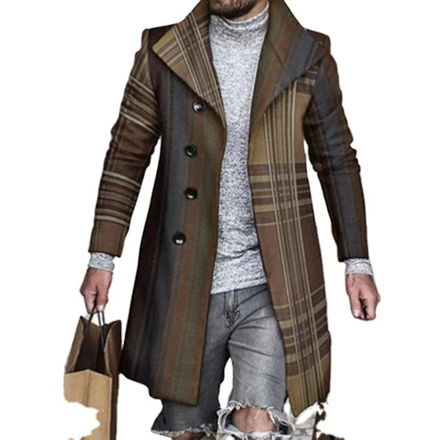 Winter Waterproof Outdoor Work Overcoat with Button Decoration Fashionable Washed Lapel Long Coat Reversible Down-Filled