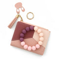 Wholesale Ladies Zipper Wallet Tassel Simple Silicone Bracelet Card Bag Geometric Pattern PU Card Holder