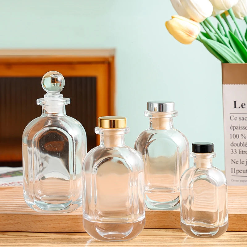 Flat Scent Glass Bottle 50ml 100ml 150ml 200ml Scented Bottle Reed Diffuser Bottle