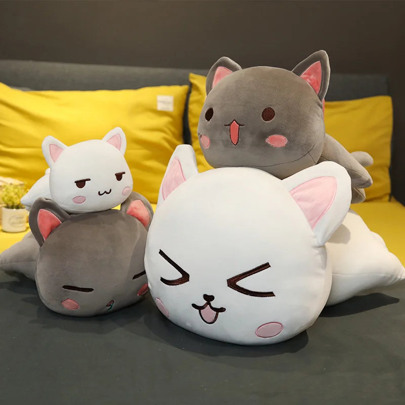 Kawaii Japan Style 28cm Super Soft Cat Plush Stuffed Animal Hugging Custom Cat Pillow