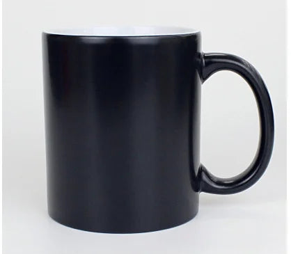 AI-MICH Sublimation Personalized 11oz Ceramic Semi Glossy Magic Black Color Changing Coffee Mugs