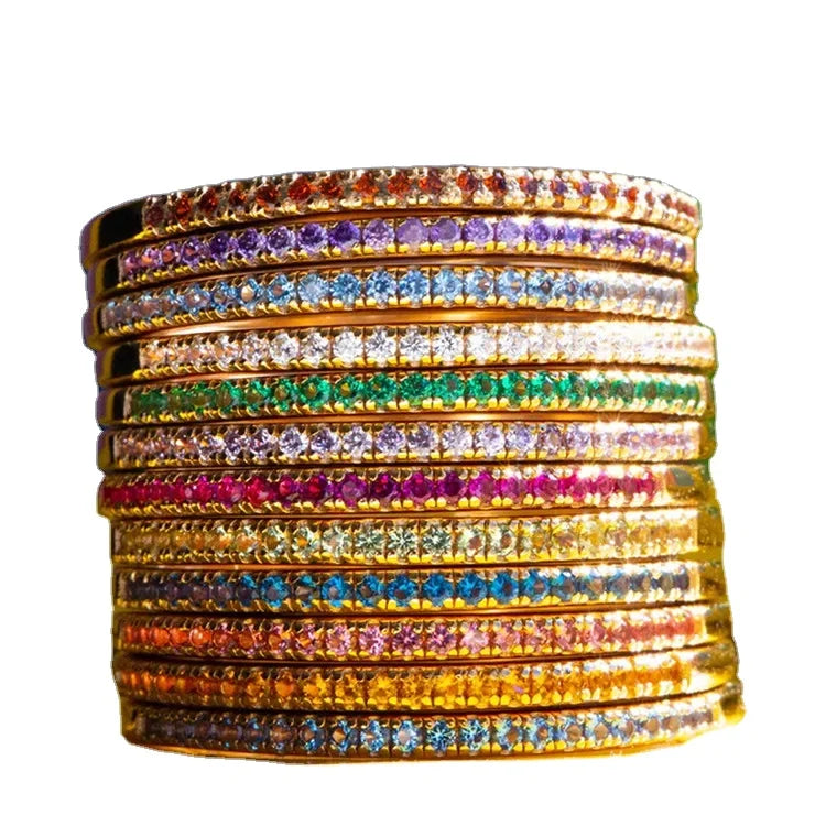 Birthstone Rings for Women Stainless Steel Colored Rhinestone 12 Months Aesthetic Ring Waterproof New Jewelry Wholesale