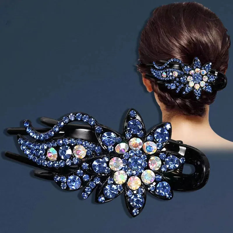 Korean Colorful Crystal Flower Hairpin Ladies Elegant Duckbill Hair Clips Fashion Accessories