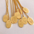 Custom 18K Gold Plated Stainless Steel Irregular Oval Pendant 12 Month Birth Flower  Necklaces for Women Jewelry