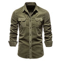 RNSHANGER New Classical Corduroy Cotton Shirts Men Business Casual Lapel Solid Color Slim Fit Men's Shirt Autumn Fashion Shirt