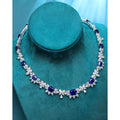 Charm Women's Hot Sale Fashion Jewelry 925 Silver Lab Grown Blue Sapphire Necklace Luxury Flower Shape Full Diamond Necklace