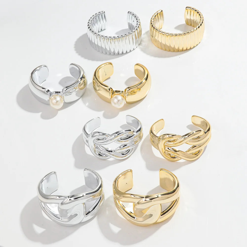 Personality Statement Jewelry Bracelet for Ladies Pearl Gold Plated Silver Hip Hop Party Geometry CCB Opening Bracelet Bangles