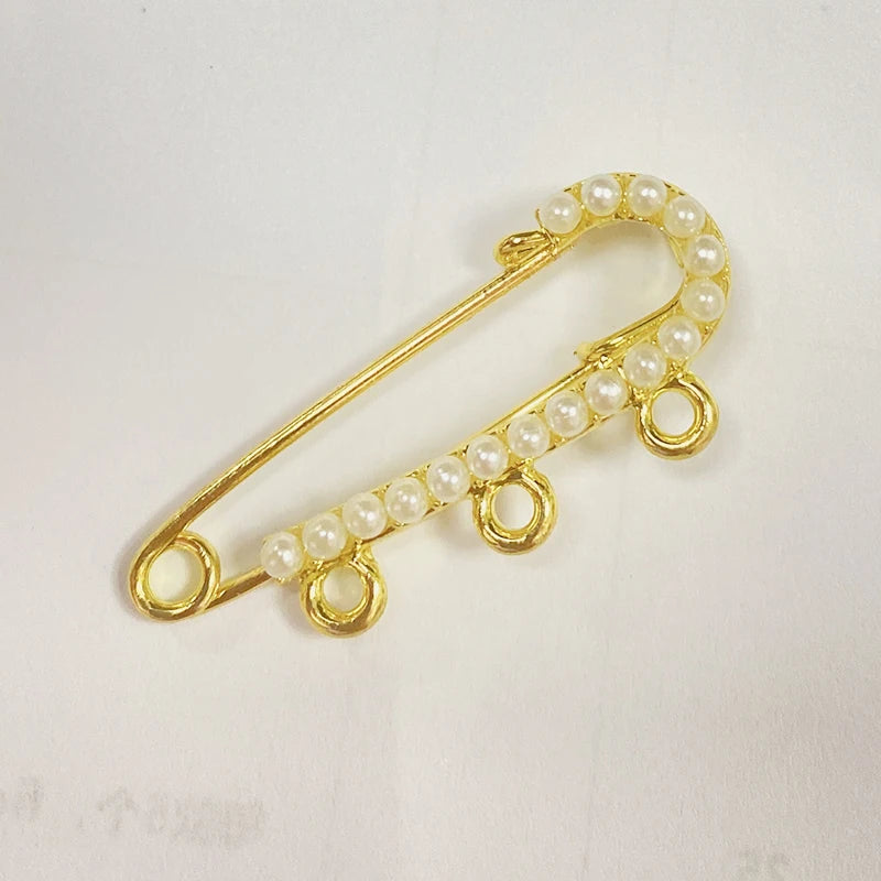 4 CM Gold  Plating Alloy Rhinestone Safety Brooches Crystal Baby Pins With 3 Loops for DIY Decoration