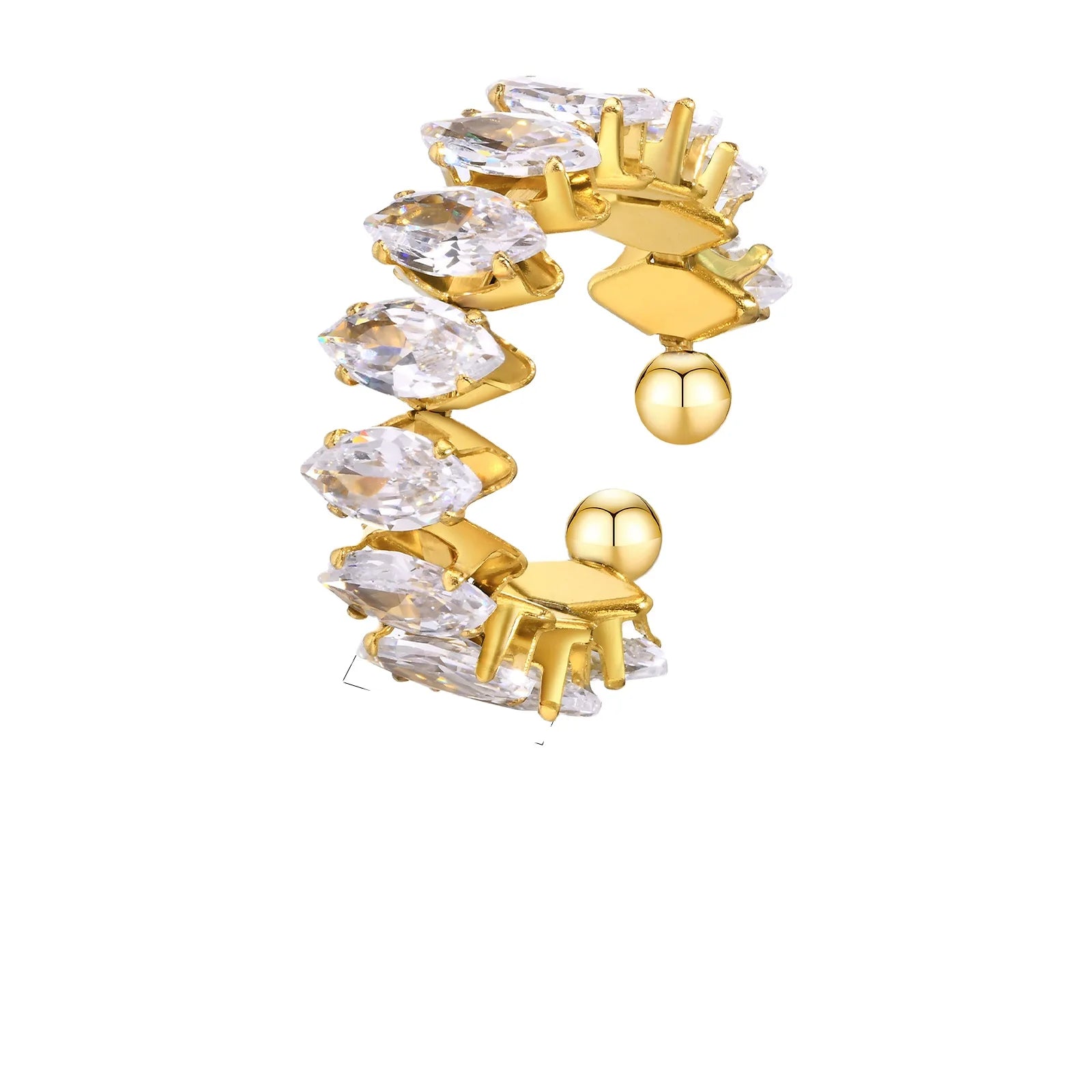 New Fashionable Gold Plated Stainless Steel Women's Ring Simple Versatile Oval Zircon Design Fine Jewelry for Engagement