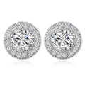 Cubic Zirconia Stud Earrings Hypoallergenic Stainless Steel Post Earrings Large Simulated Diamond Halo Stud Earrings for Women