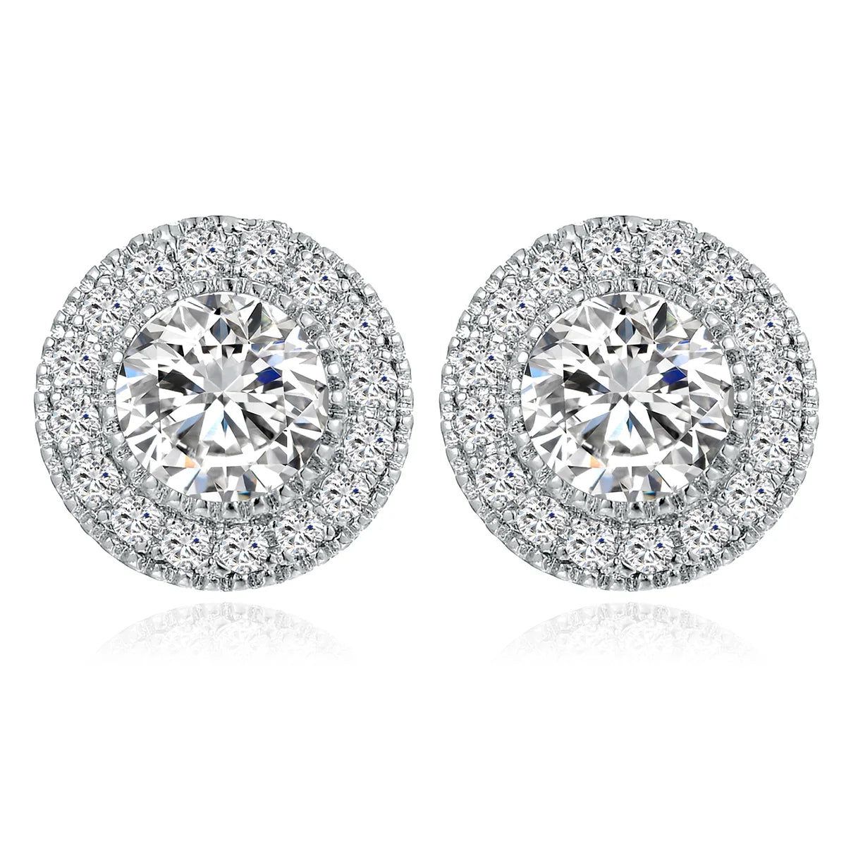 Cubic Zirconia Stud Earrings Hypoallergenic Stainless Steel Post Earrings Large Simulated Diamond Halo Stud Earrings for Women
