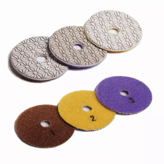 Factory Direct Sale 4 Inch 3 Steps Diamond Polishing Pads Tools for Stone Concrete Tile