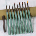 New Jade Green Nail Pen Color Drawing Liner Gradient Hot DIY Nails Design Chrysanthemum Nail Art Brush Set