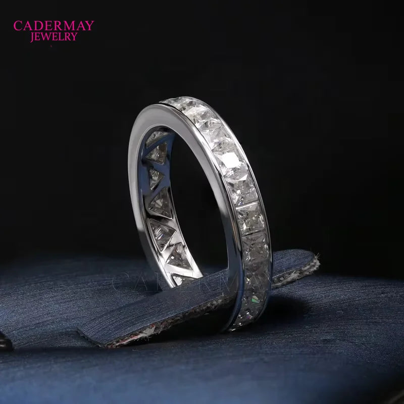 Silver925 Moissanite Diamond Ring 2.5x2.5mm Princess Cut Synthetic Moissanite Eternity Ring for Women Wedding Engagement Party