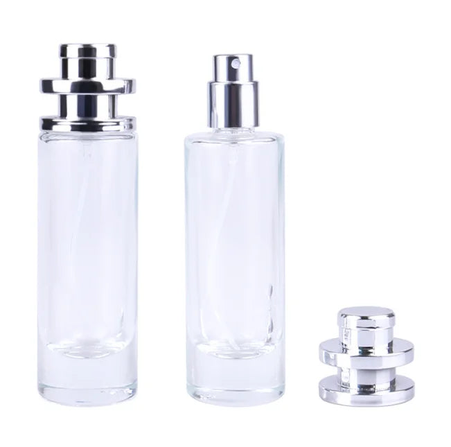 30ml Perfume Glass Bottle with Cylinder Shape and Special Design Screen Printing Surface Handling