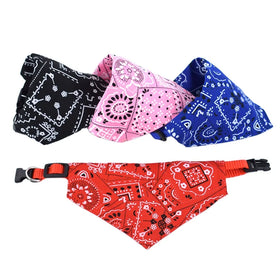 New Arrivals Pet Saliva Towel Polyester Printing Triangle Scarf Small Dog Cat Retractable Pet Collar