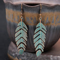 Fashion Vintage Alloy Bohemia Style Geometric Leaf Shaped Eco-friendly Handmade Unisex Charm Earrings for Wedding & Party