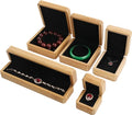 Eco-Friendly Natural Polished Bamboo Jewelry Box Set Luxury Velvet Lining Gift Packaging for Ring Pendant Bracelet Necklace