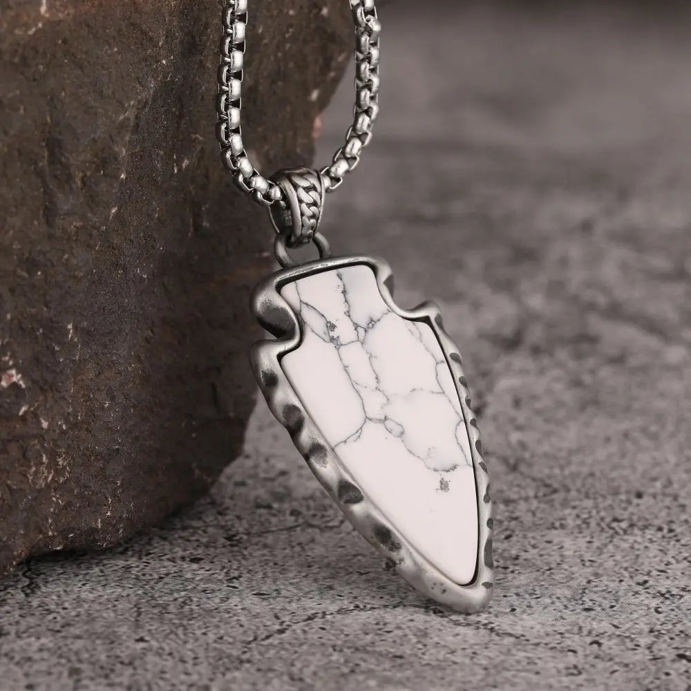Handmade Jewelry Natural Stone White Buffalo Turquoise Necklace Box Chain Raw Birthstone Necklace