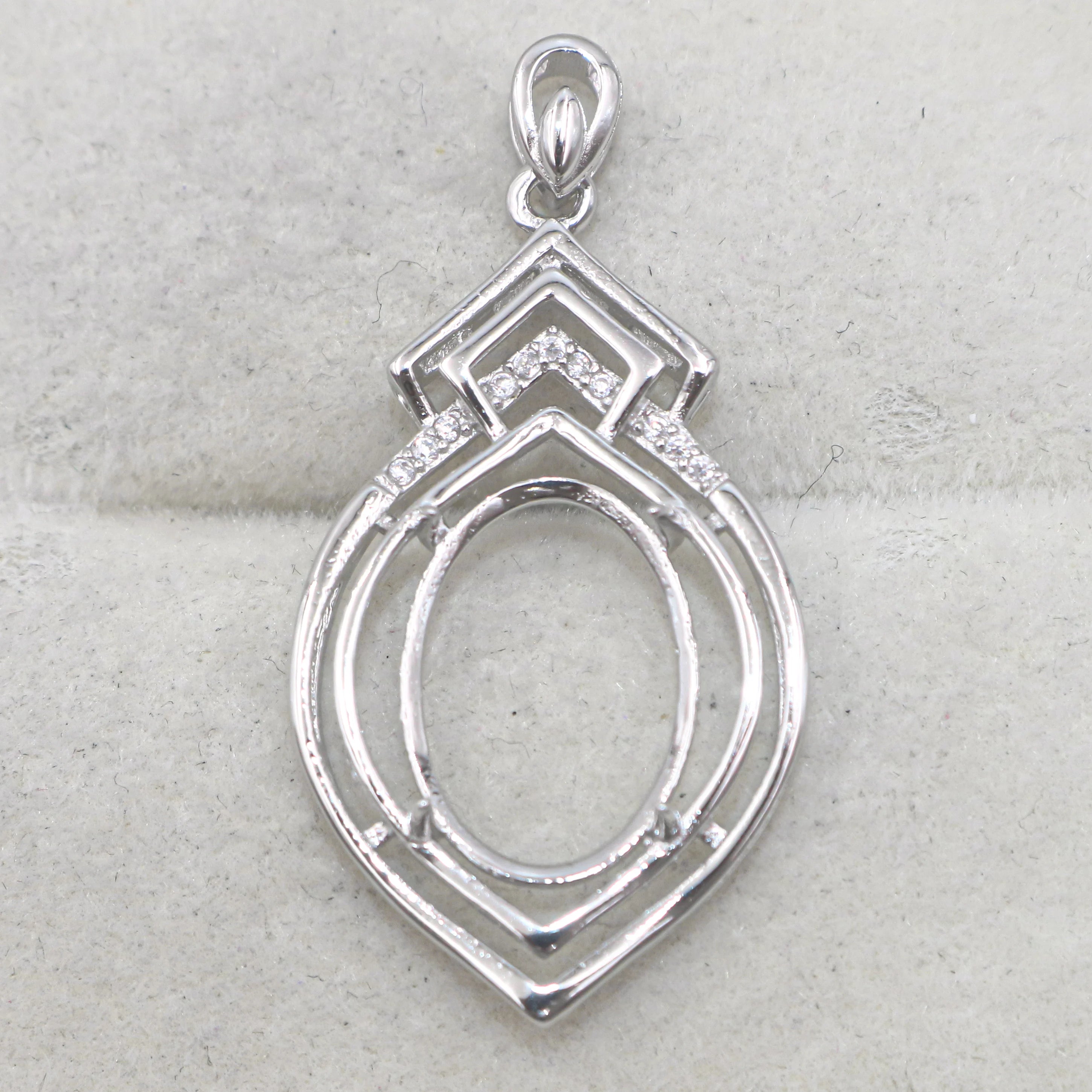 Sterling Silver 11*15mm Semi Mount Pendant Empty Support Blank Claws Setting S925 Mountain Base Without Stone Inlay for DIY