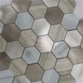 Modern Diy Mosaic Tile Exquisite Lighthearted Hexagon Metal Peel and Stick Aluminum Self Adhesive Mosaic Wall Kitchen Tile