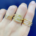 RM1581 Chic 18K Gold Petite Diamond CZ Heart Multi Layer Watch Band Buckle Stacking Rings Engagement Ring Gift for Her