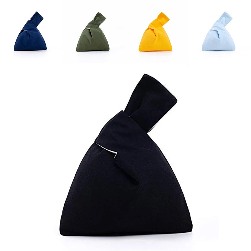 Qetesh Mini Wrist Bags Customization Small Fashion Soft Cotton Canvas Simple Plain Color Daily Life Handbag Shopping Bag