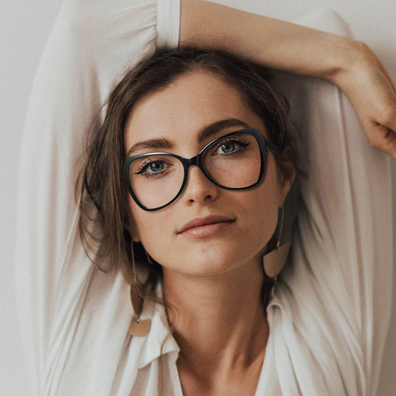 UNOC 2022 TR90 Optical Glasses New Big Frame Anti-Blue Light Lady Spectacle Frames with Red and Blue Spring Pin Temple