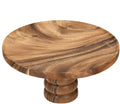 Eco-friendly Food Safe Organic 12 Inch Round Natural Acacia Wood Cake Stand