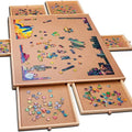 1500PCS Jigsaw Puzzle Wooden Table Adjustable Board with 4 Drawers & Cover 3-Tilting-Angle Jigsaw Puzzle Table for Adults