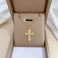Fancy Europe Fashion Stainless Steel Crystal Rhinestone Cross Pendant Necklace for Women Girls Jewelry